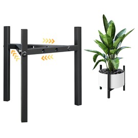 AMOOSON Plant Stand Indoor Adjustable, Metal Modern Plant Stand, Heavy Duty Stable Plant Pot Flower Holder Indoor Outdoor Corner, Fit 8 9 10 11 12 inch Pots, Black