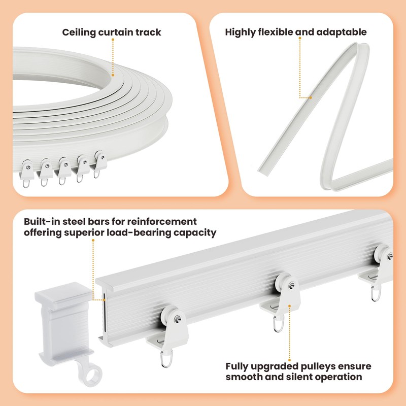 JILRON Accordion Partition Curtain with Ceiling Track - Space-Saving Room