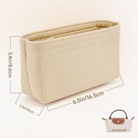 Gastinsave Bag Organizer Insert for longchamp le pliage tote bag organizer Handbags backpack organizer insert(beige-XS)