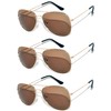 3 Pack Classic Aviator Brown Lens Sunglasses Gold Color Frame
