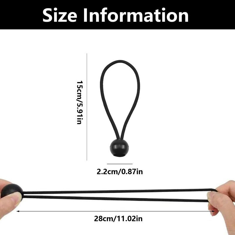 12 PCS Bungee Cords with Balls, Bungee Balls, Ball Bungee