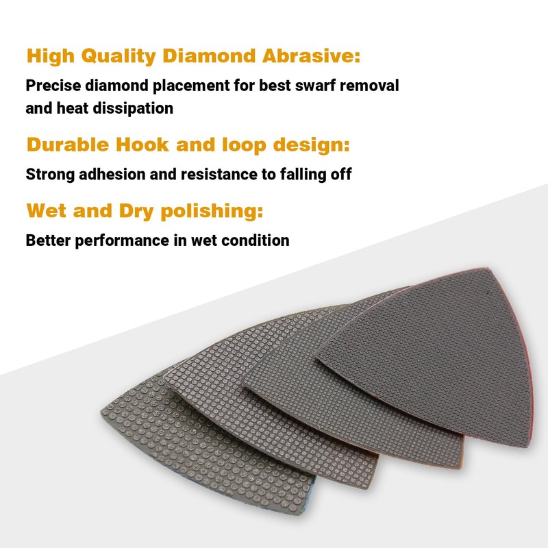 Triangular Diamond Polishing Pads for Corner Edge, Electroplated Sanding Pads