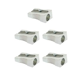 KUM AZ1040116-M 400 1K Small Pencil Sharpener Magnesium Wedge Shape with Side Grooves, Silver, up to 8 mm Diameter, Pack of 5
