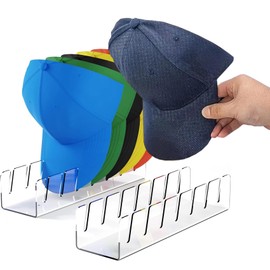 WIRSHO 2pcs Acrylic Hat Organizer for Baseball Caps, Hat Stand Hat Organizer Shelf, Hat Display Stand for 14 Baseball Caps -Acrylic Hat Rack Holds for Bedroom Closet Dresser