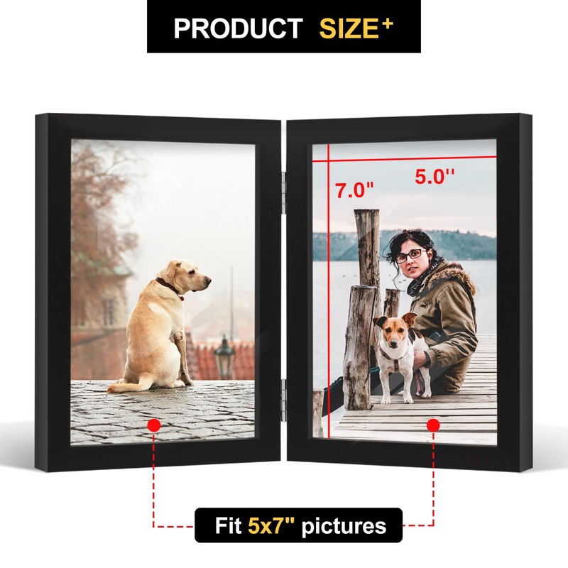 5x7 Double Picture Frame Wooden Hinged Photo Frame Definition Glass