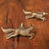 BROOK AND BIRCH Antique Brass Fox Drawer Knob Metal Animal
