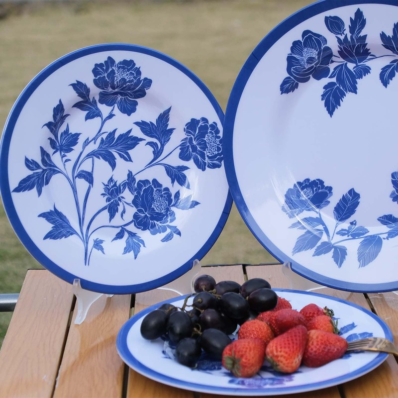 Melamine Dinnerware Set 12-Piece for 4 Dish Set Plates Bowls