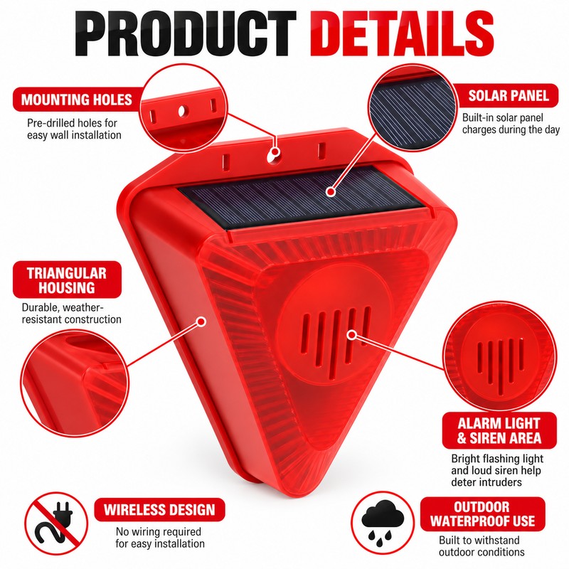 Solar Motion Sensor Alarm for Outdoor Animal Deterrence – 130dB