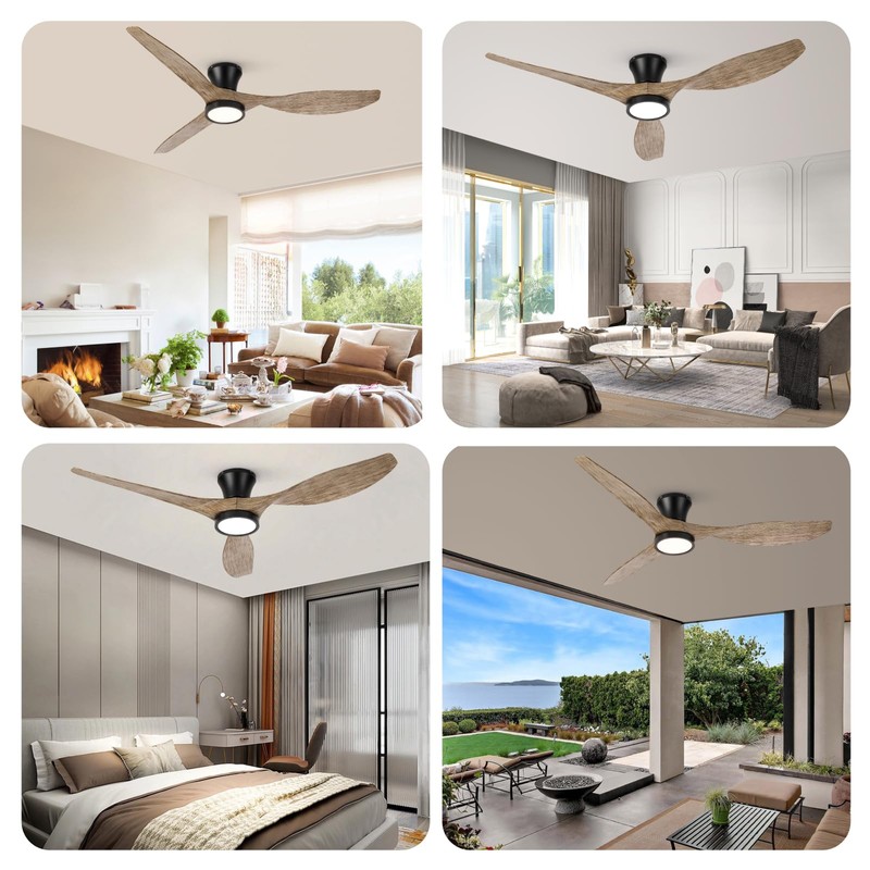 TALOYA 52 inch Ceiling Fans with Lights Remote Control, Modern