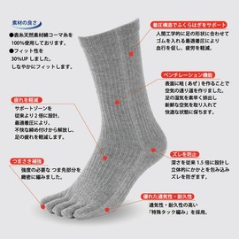 Gutsman FS-V-01 Five-Toe Strong Socks, For 14.8 miles (40 km) March and Exercise, Five Toe Socks, Durable, Mountain Climbing, Thick, Self-Defense Forces, Men's, Military Feet, Compression