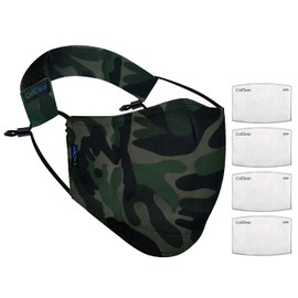 OxiClear Anti-Pollution Face Mask with 4 Activated Carbon Filters & Detachable Headband (Combat)