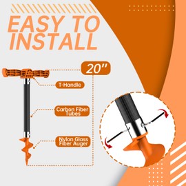 itayak Boat Sand Anchor, 20" Shallow Water Anchor for Kayak and PWC, High-Strength Carbon Fiber Tubes, Nylon Glass Fiber Auger, Orange (6.6FT Long Line-Buoy Set Included)