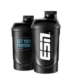 ESN, Shaker, Get Your Proteins, Blue 600 ml, Leak-Proof, with Measuring Scale for Easy Dosing, Free from BPA & DEHP, Tested Quality
