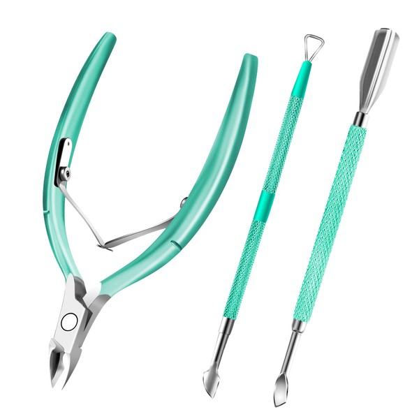 Cuticle Trimmer with Cuticle Pusher and Scissors, Cuticle Remover Professional Durable Pedicure Manicure Tools, Stainless Steel Cuticle Nipper Cutter Clipper Nail Tools