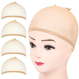 Fandamei FANDAMEI Wig Cap, 4PCS Light Brown Mesh Wig Cap Net, Closed End Hair Mesh Net Wig Caps, Liner Weaving Caps for Women, Men, Kids