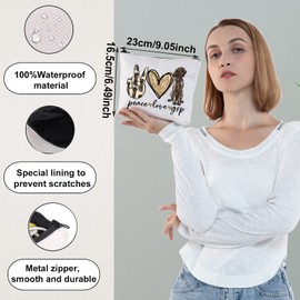 WZMPA German Shorthaired Pointer Cosmetic Makeup Bag GSP Dog Gifts Peace Love GSP Zipper Pouch Bag For Women Girls, Peace GSP, Fit