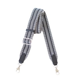 QUAY SD-001 Replacement Shoulder Belt, Genuine Leather, Included, Shoulder Strap, Patterned Shoulder Belt, Thick, Elegant, Casual, Women's, Popular, Black (silver hardware)