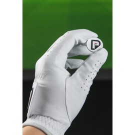 PUR3 GOLF Men's Golf Glove 2.0, Cabretta Leather - 3 Pack Pearl White, with Ball Marker Included for Right Handed and Left Handed Golfers (Medium-Large, Left)