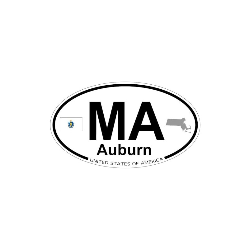 US Decal, Inc. Auburn, Massachusetts Oval Sticker with State Flag
