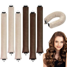 Pack of 6 Jumbo Curling Irons Without Heat, Soft Velvet Overnight Blowout Curling Irons, Flexi Rods for Sleeping, Heat-Free Curling Irons with Hooks for All Hair Types - 29 cm