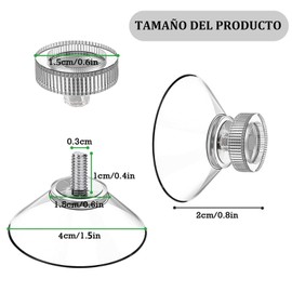 Ventosas de cristal de PVC transparente - juego de 12, ventosas sin gancho de 40 mm con ganchos de rosca transparentes, adecuadas para cocinas, baños, ventanas, paredes, coches, etc.