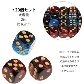 Samcos Dice Polyhedral Dice Set of 20 2 Colors D6 Dice Set 6 Sided Dice for Table Games Board Game Card Game 16mm (Black Red + Black Blue)