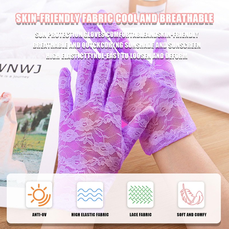 Kingsie Women's Lace Gloves, Thin, UV Protection, Sunscreen, UV Protection,