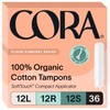 Cora Organic Tampons Multipack (12 Light, 12 Regular, 12 Super