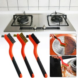 3pcs Wire Brushes for Cleaning Rust, Nylon/Brass/Stainless Steel Bristles with Curved Handle Grip, Small Metal Wire Brush with Curved Handle Grip, 7 Inches Scratch Brush with Deep Cleaning,Wire Brush