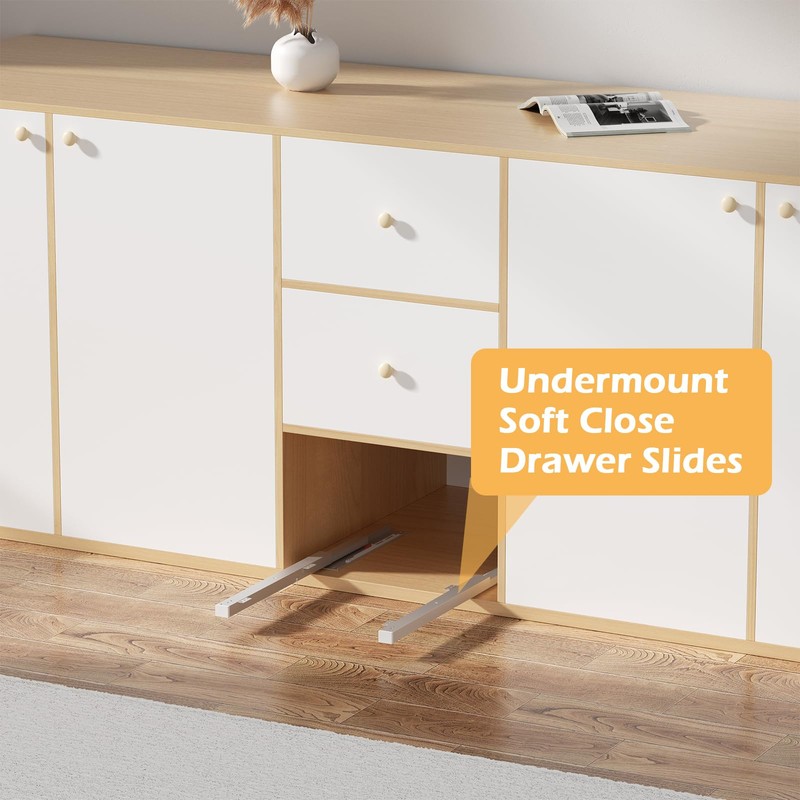 TMGSK Pair Undermount Drawer Slides Bottom Mount Pull Out Shelf