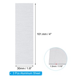 PATIKIL 6061 T651 Aluminium Sheet 4 x 1.18 x 1/16 (0.0625 Inch) 3 Pieces Flat Aluminium Plate Covered Bearing with Protective Film, Heat Rectangle 1.5 mm for Industrial Manufacturing