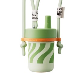 CHAKO LAB Kids Water Bottle with Carrying Rope and Straps | Vacuum Insulated Stainless Steel 16oz for School and Trvels | Two Travel Carrying Options | Duck egg yellow