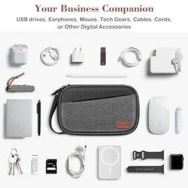 FINPAC Travel Electronic Bag, Portable Cable Organizer Electronic Essentials Pouch Case, Double Layer Storage Bag for Cord, Hard Drive, Charger, Wireless Earbuds, USB, SD Card (Gray)