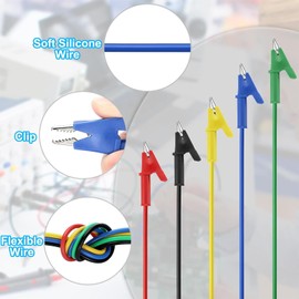 ALAMSCN 5PCS Crocodile Test Leads Double Ended Alligator Clips with Flexible Cables 3.28ft + Test Leads with Alligator Clips 45CM for Multimeter Testing