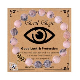 Evil Eye Bracelet for Women Good Luck Bracelet Natural Stone Beaded Bracelets Healing Crystal Bracelets Rakhi Gift for Brother Jewelry Gifts