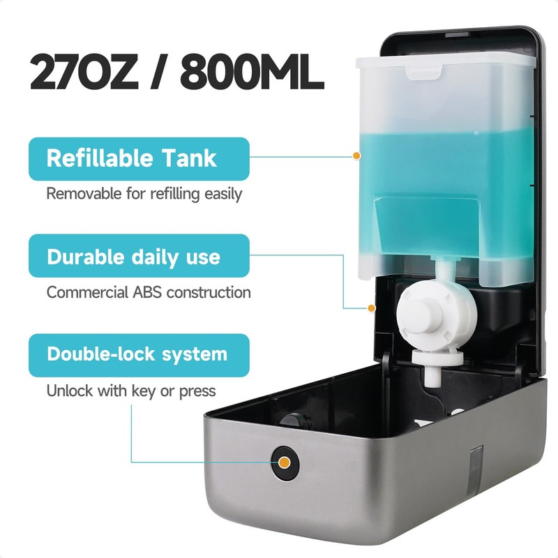 AIKE Wall Mount Liquid Soap Dispenser, 27oz Large Capacity with