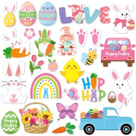 MARFOREVER 25 PCS Easter Window Thick Gel Clings Stickers Removable and Reusable Window Clings Decals Thick Gel Clings for Adults Kids Classroom Home Spring Easter Party Supplies Decorations