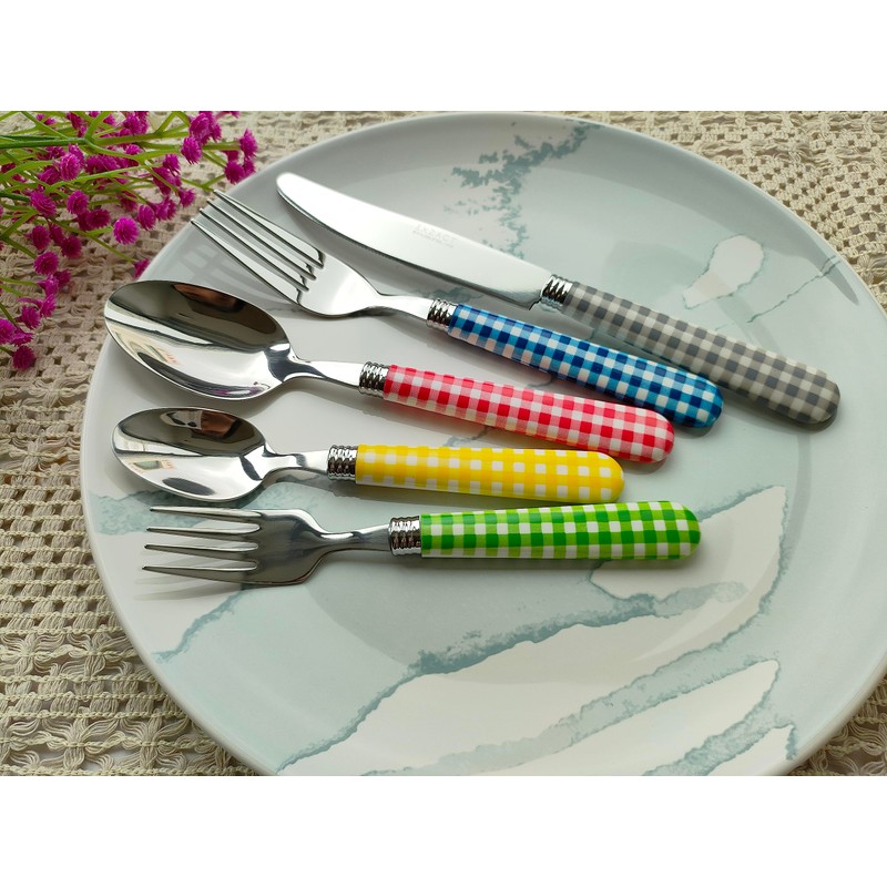 Exzact 20 Piece Stainless Steel Checked Handles Cutlery Set Dishwasher