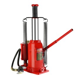 Pneumatic Air Hydraulic Bottle Jack Heavy Duty Air Hydraulic Car Jack with Manual Hand Pump Low Profile Air Jack for Auto Trucks Repair Farm House Lifting Range 10.2"-20.1" 20 Ton /44000 LBs Red