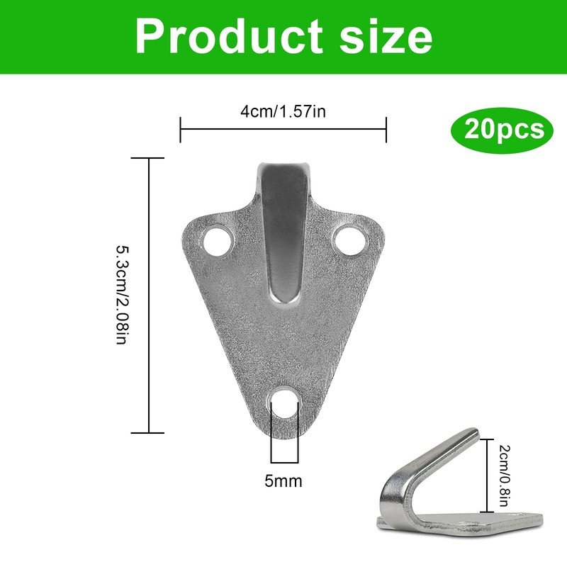 Amfrpar Pack of 20 Three-Hole Tarpaulin Hooks, Net Hooks for