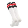 TCK Retro 3 Stripe Tube Socks (Black/Scarlet, Medium)