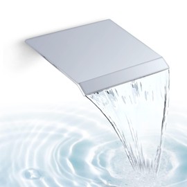 AZOS Waterfall Bath Spout Wall Mount Tub Filler Brass Waterfall Bathtub Spout Adapter High Flow Tub Shower Faucet Sprayer Attachment, Chrome Finish