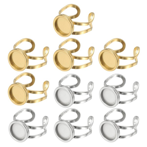 PATIKIL Stainless Ring Blank, 10mm 10 Pcs Adjustable Finger Ring