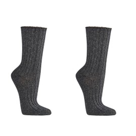 2 pairs of ORGANIC WOOL Blend Winter Socks, Men, Super Soft, Thick Norwegian, BIO WOOL, Seamless toe, for Hiking &Trekking (CA, 6-9, Charcoal)