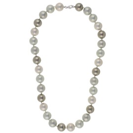 Jewel24 Women's Pearl Necklace Real Silver 925 Sterling Silver with Green Pearls 52 cm Long Necklace, Shell pearls, Pearl