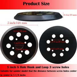 5 Inch 8 Hole Hook and Loop Sander Pad for Milwaukee 6021-21, 6034-21,2648-20, 2648-21 5" Random Orbit Sanders - Replacement for Pad Part Number 51-36-7100 - with Extra Hard Backing… (1 Pack)