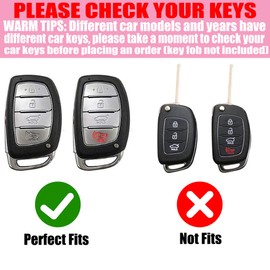 YIKECASE Key Fob Cover with Diamond Keychain Car Key Holder Case Compatible with Hyundai Elantra Ioniq Sonata Tucson Elantra GT Smart Remote Key Protector for Women, 4 Buttons (Black-Heart)