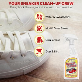 Grandma's Secret Sneaker Cleaner for Rubber, Canvas, Leather - Stain Remover Spray Removes Dirt, Grime, Grass - Shoes Cleaner for Outdoor Slippers, Moccasins - 16 oz, 2 Pack