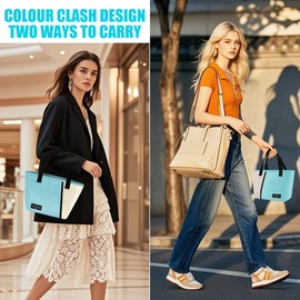 TIECHI Insulated Lunch Bag for Kids Adults, Leakproof Wide-Open Lunch Tote Bag with Front Pocket, Reusable Cool Bag Lunch Box Bag for Work School Beach Picnic (Blue)