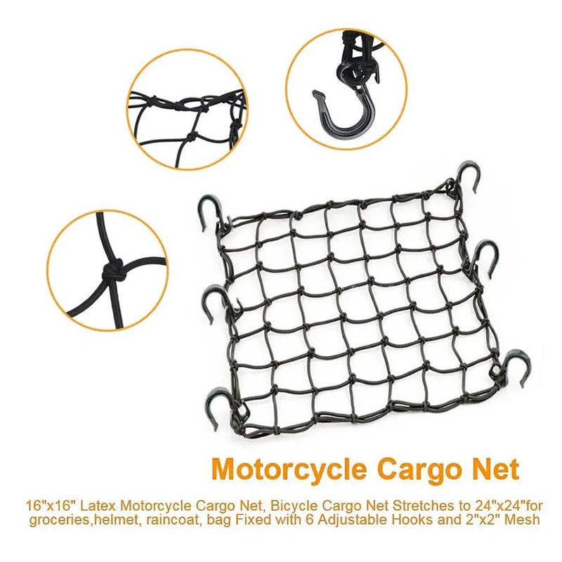 WeddHuis Motorcycle Luggage Net Bicycle Net with 4 Hooks Polyester